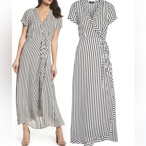 Bardot Adie Stripe Midi Wrap Dress - Picture 3 of 8